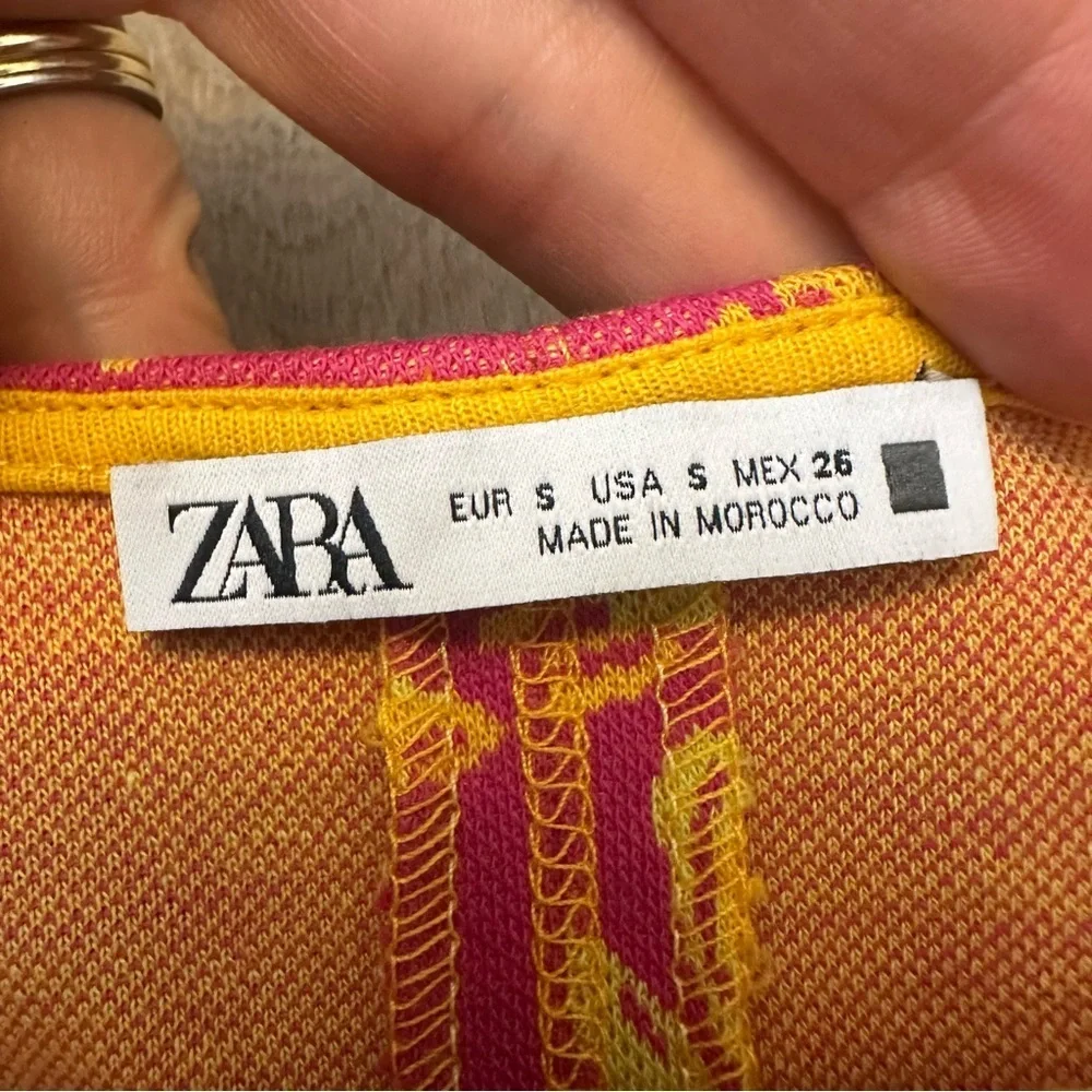 Zara Pink and Orange Floral Mini Dress - Picture 3 of 7